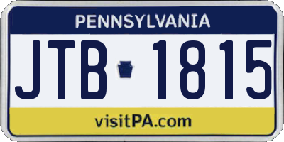PA license plate JTB1815