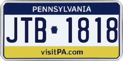 PA license plate JTB1818