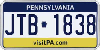 PA license plate JTB1838
