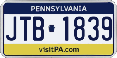 PA license plate JTB1839