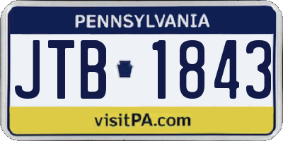 PA license plate JTB1843