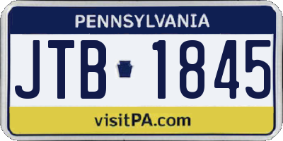 PA license plate JTB1845