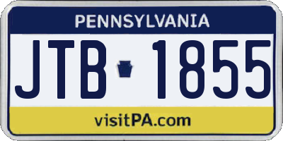 PA license plate JTB1855