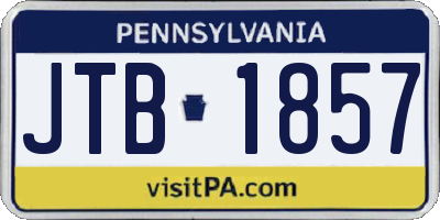PA license plate JTB1857