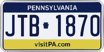 PA license plate JTB1870