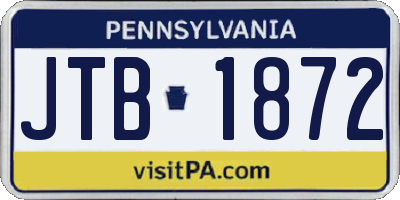 PA license plate JTB1872
