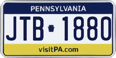 PA license plate JTB1880