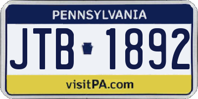 PA license plate JTB1892