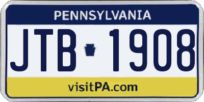 PA license plate JTB1908