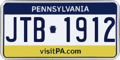 PA license plate JTB1912