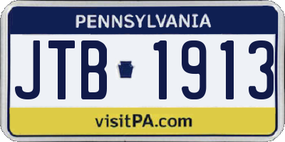 PA license plate JTB1913