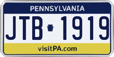 PA license plate JTB1919