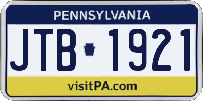 PA license plate JTB1921