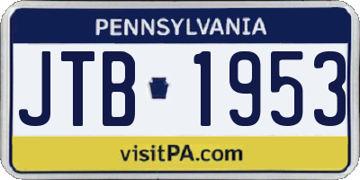PA license plate JTB1953