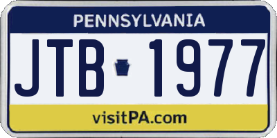 PA license plate JTB1977