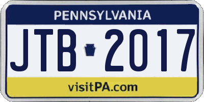 PA license plate JTB2017