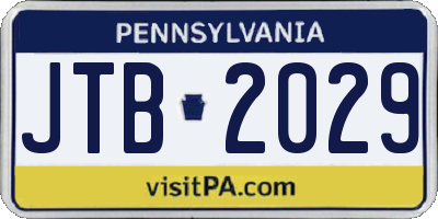 PA license plate JTB2029