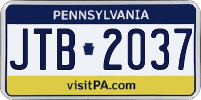 PA license plate JTB2037