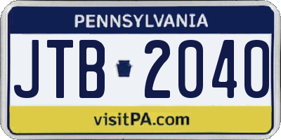 PA license plate JTB2040