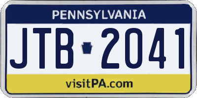 PA license plate JTB2041