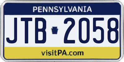 PA license plate JTB2058