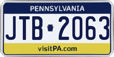 PA license plate JTB2063