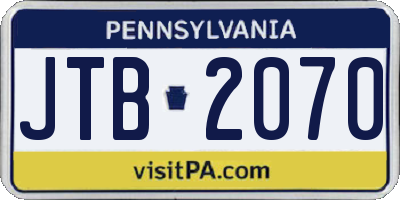 PA license plate JTB2070