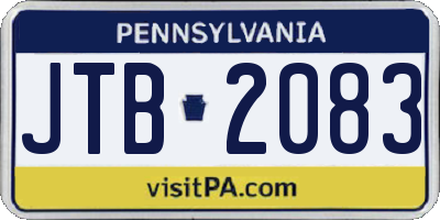 PA license plate JTB2083