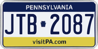 PA license plate JTB2087