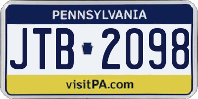 PA license plate JTB2098