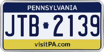 PA license plate JTB2139