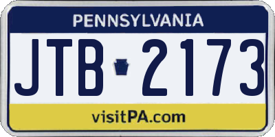 PA license plate JTB2173