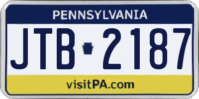 PA license plate JTB2187