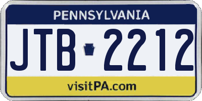 PA license plate JTB2212