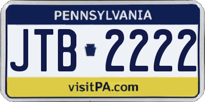 PA license plate JTB2222
