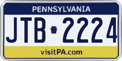 PA license plate JTB2224