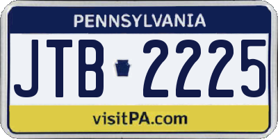 PA license plate JTB2225