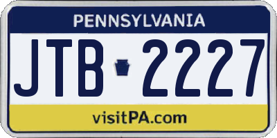 PA license plate JTB2227