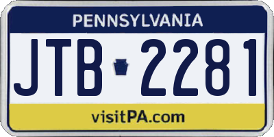 PA license plate JTB2281