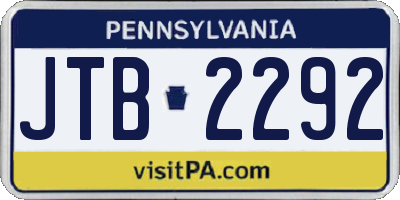 PA license plate JTB2292
