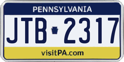 PA license plate JTB2317