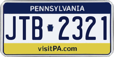 PA license plate JTB2321