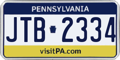 PA license plate JTB2334