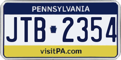 PA license plate JTB2354