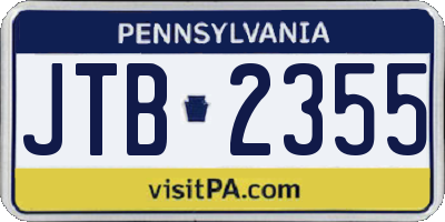PA license plate JTB2355