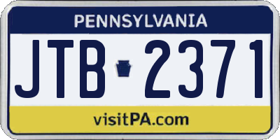 PA license plate JTB2371