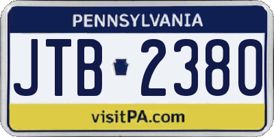 PA license plate JTB2380