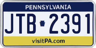 PA license plate JTB2391