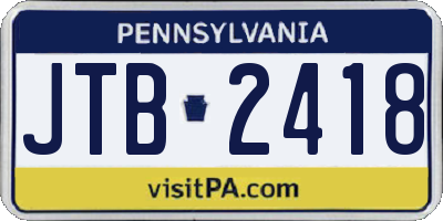 PA license plate JTB2418