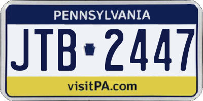 PA license plate JTB2447
